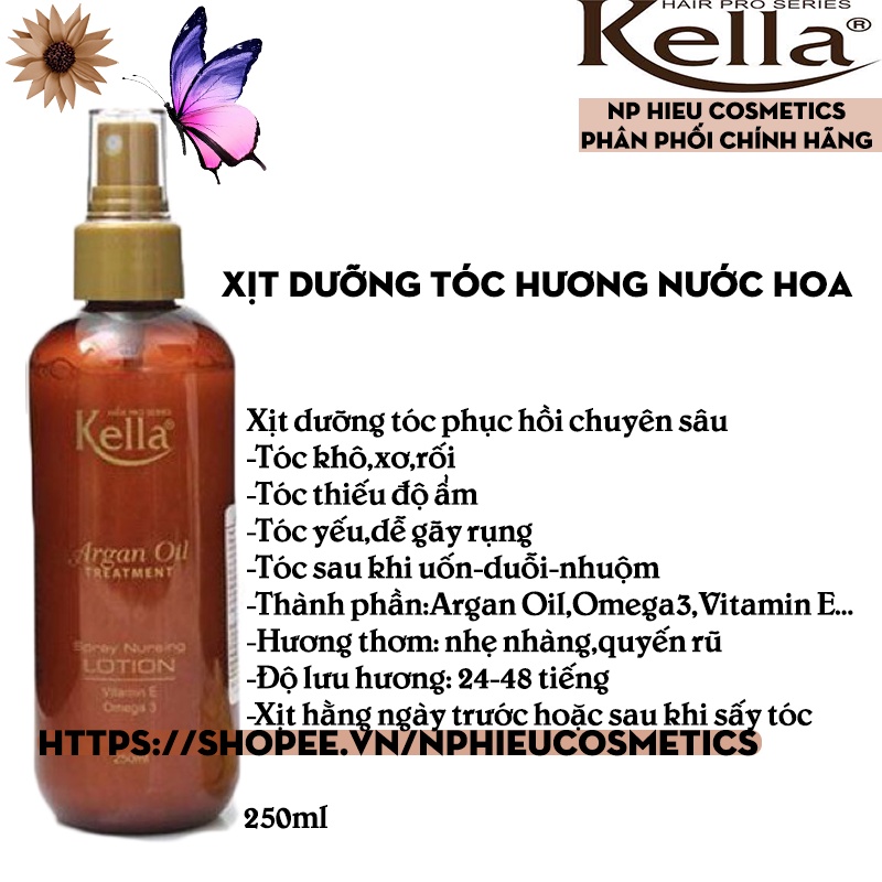 Xịt dưỡng tóc Kella hương nước hoa Argan Oil