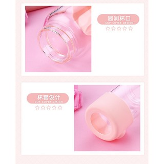 Bình nước thủy tinh tai thỏ cute 340ml