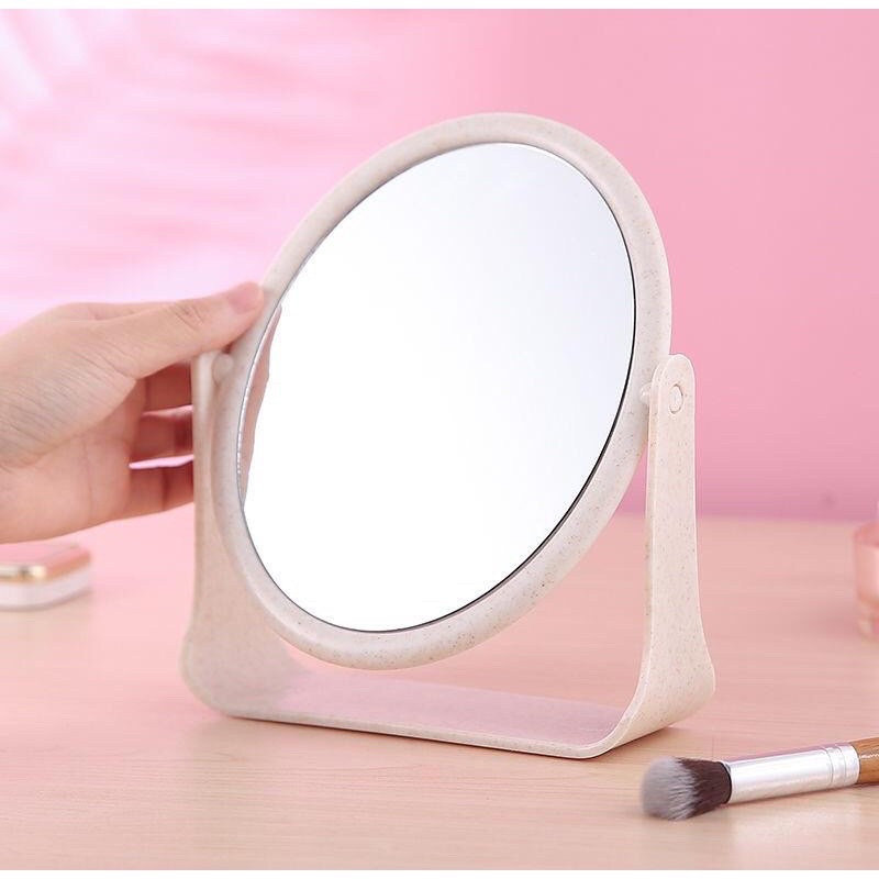 🧸Gương Trang Điểm Để Bàn 2 Mặt Xoay 360 Độ Chất Liệu Lúa Mạch Bền Lâu