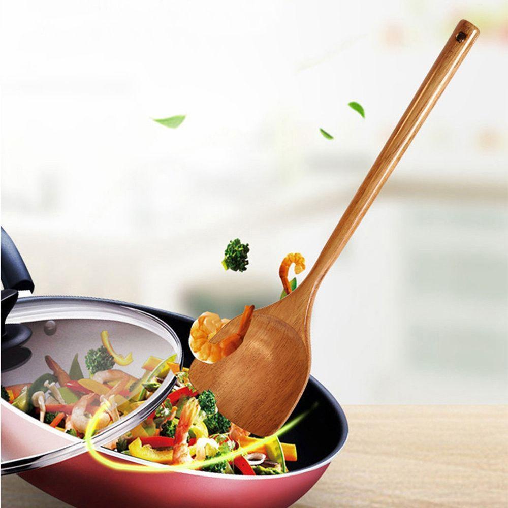 Xẻng Chiên Cá Bằng Gỗ Cán Dài Tiện Lợi