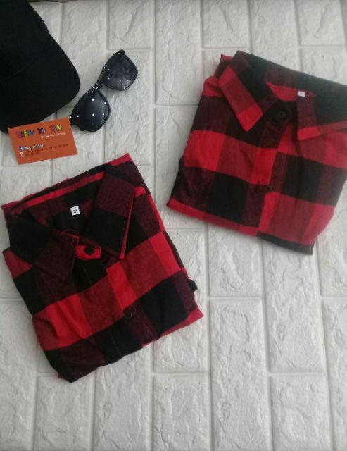 Sơmi caro đỏ đen ô 5cm, unisex | BigBuy360 - bigbuy360.vn