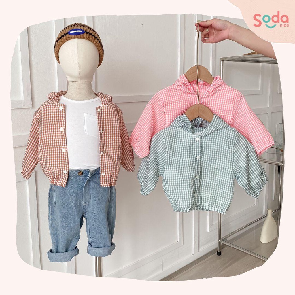 Áo khoác gió cho bé SODA KIDS chống nắng, cản gió bụi thiết kế style Hàn Quốc họa tiết kẻ sọc năng động
