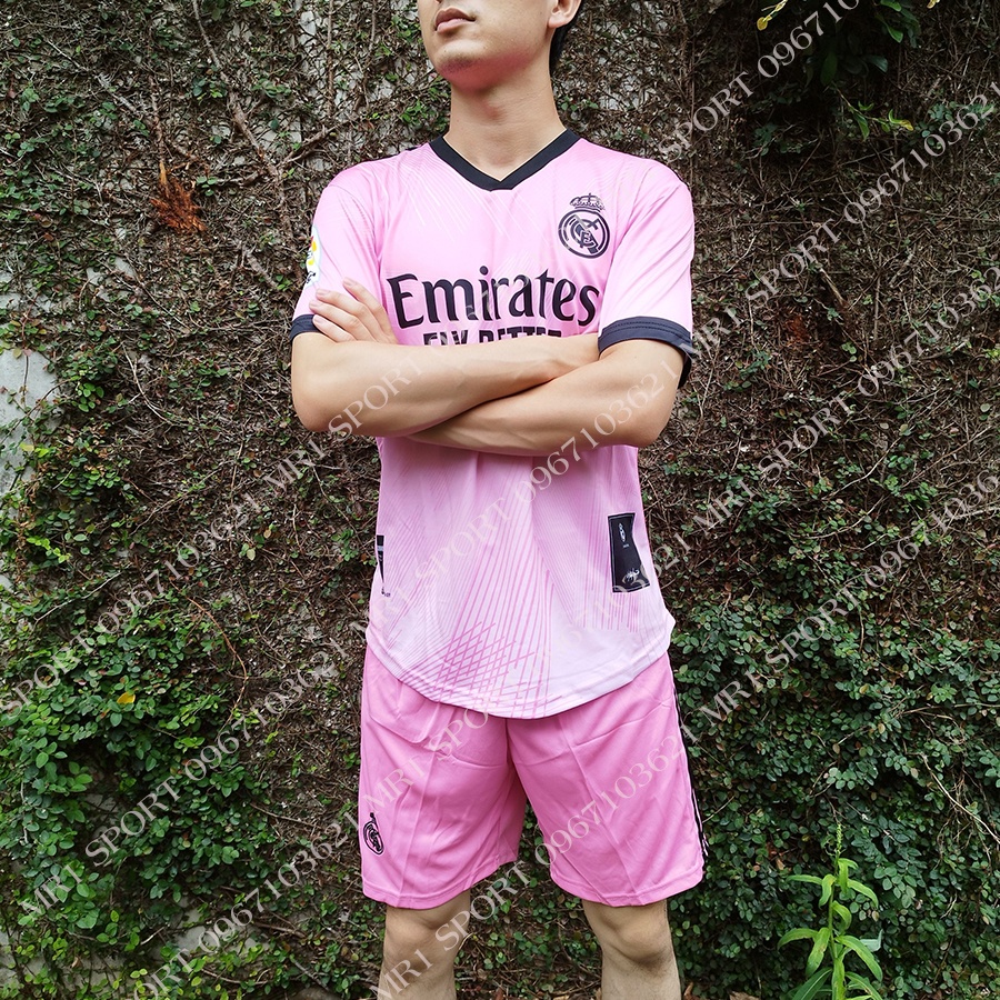 Bộ Đồ Đá Banh Nam Nữ Real Madird Màu Hồng Cực Đẹp - Quần Áo Đá Bóng Mới Về pp Bởi MR11 SPORT