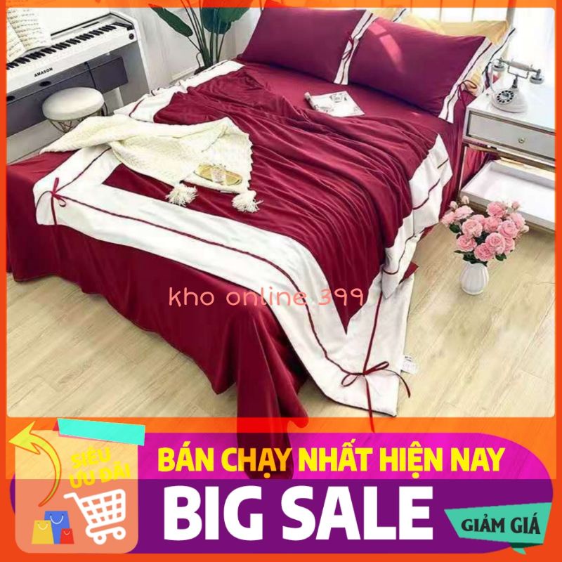 [FLASH SALE] set chăn ga gối Tencel nơ baby, chăn hè trần silk mềm mại, chăn ga gối nệm, ga trải giường, vỏ gối