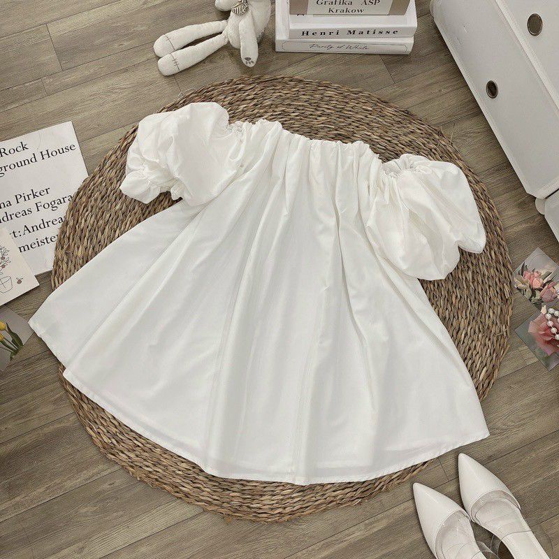 Áo xòe bẹt vai tay phồng siêu cưng