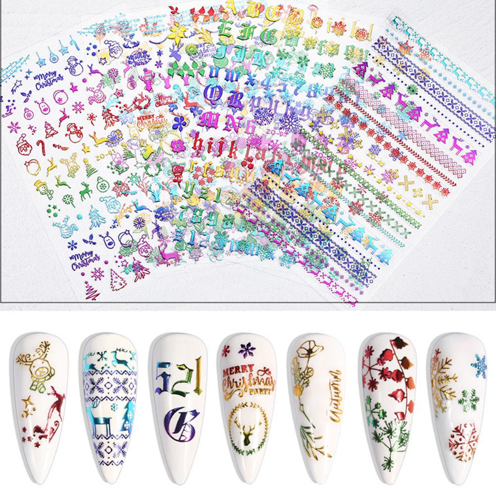 OCEANMAP 1 Miếng Dán Móng Tay 3D Hình Chữ Cái Màu Sắc Gradient Chống Nước DIY