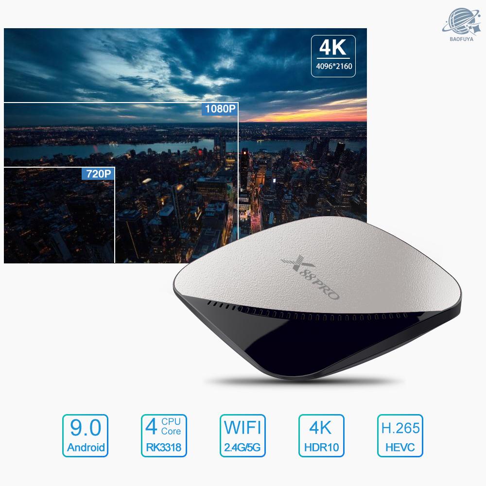 Tv Box X88 Pro Android 9.0 Rk3318 Lõi Tứ 64 Bit Uhd 4k Vp9 H.265 2gb / 16gb 2.4g / 5g Wifi Hd