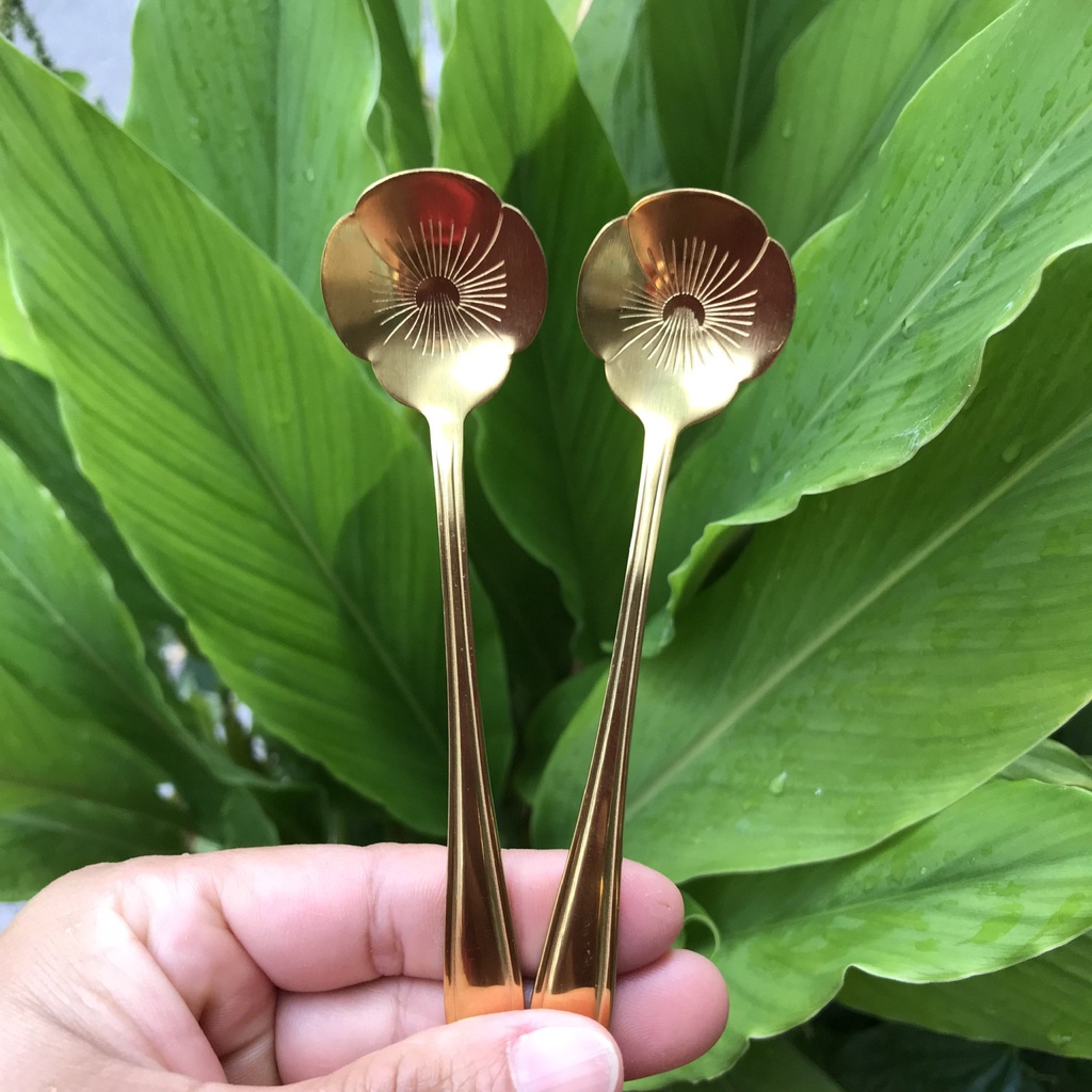(1 chiếc) Muỗng (thìa) khuấy cà phê inox mạ vàng đẹp, độc lạ