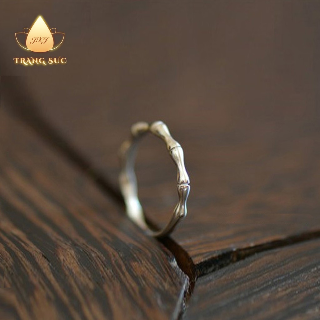 Nhẫn Nữ Cây tre Mỏng Mạ bạc Màu bạc Làm bằng tay Văn học nghệ thuật NH-060