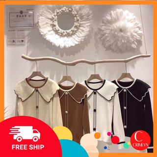 Áo len nữ cổ bèo dài tay hàng QC mã 6671