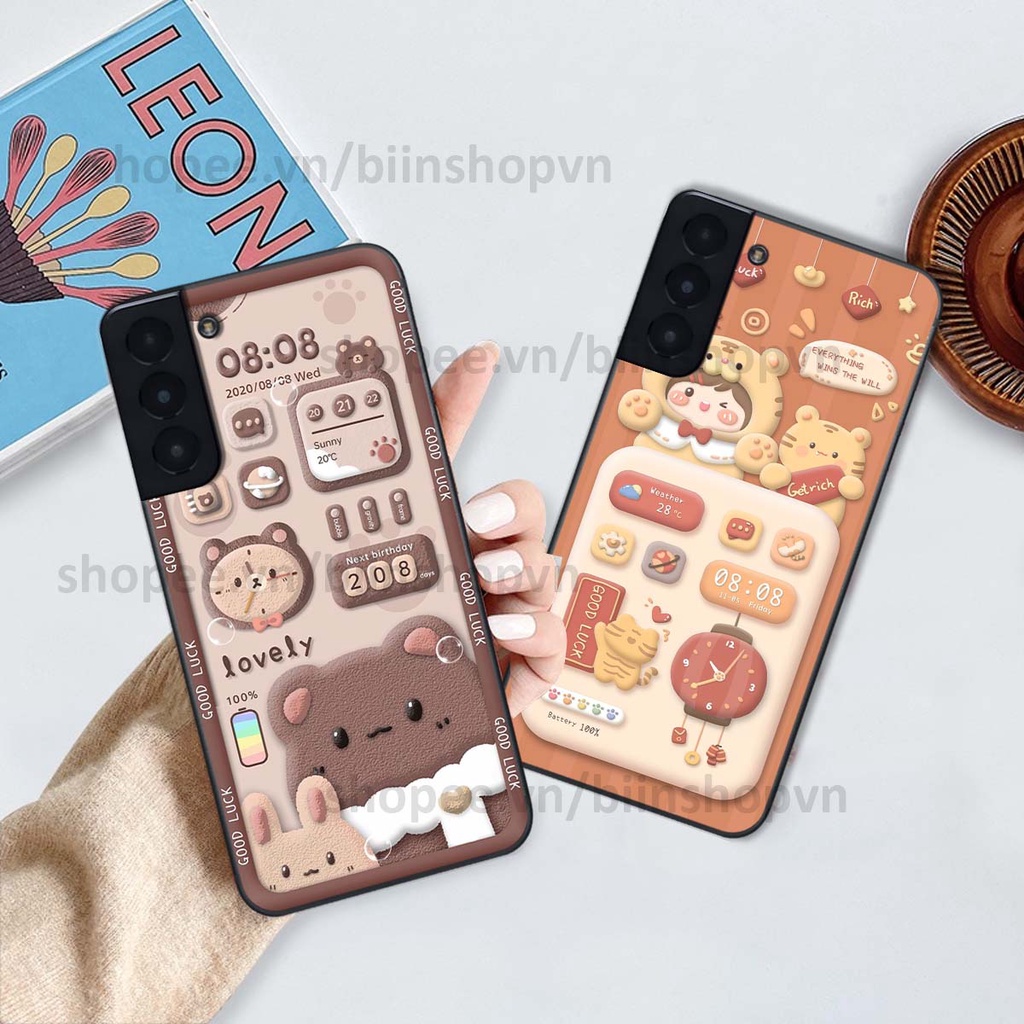 Ốp Samsung S21 / S21 FE / S21 Plus / S21+ in 3D icon gấu nổi siêu xinh, siêu đáng yêu, cá tính phong cách