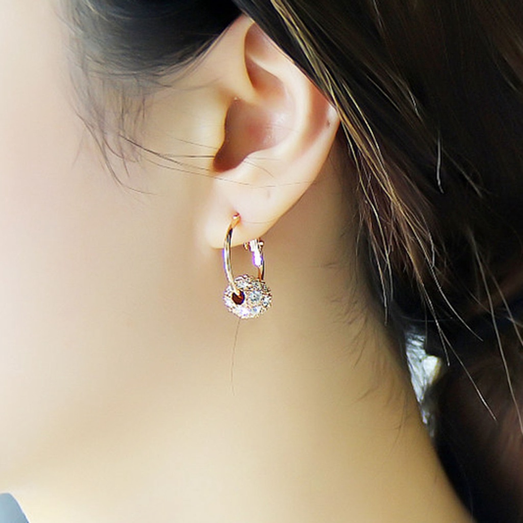 1 Đôi Bông Tai Tròn Đính Đá Nhiều Màu Cho Nữ