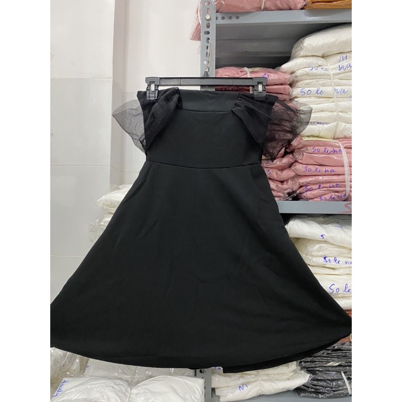 kèm hình thật]Đầm nữ trắng trễ vai tay lưới dự tiệc dáng xòe sang chảnh | BigBuy360 - bigbuy360.vn