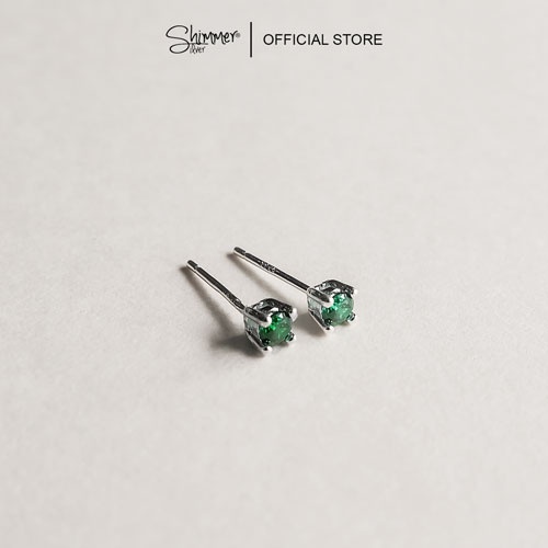 Bông Tai, Hoa Tai Nữ Bạc 925 Cao Cấp SHIMMER SILVER OUTLET 9 Nụ Đính Đá Nhiều Màu Lấp Lánh