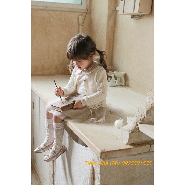 Áo khoác len Hàn phối ren cho bé gái từ 0-3 tuổi hàng cao cấp