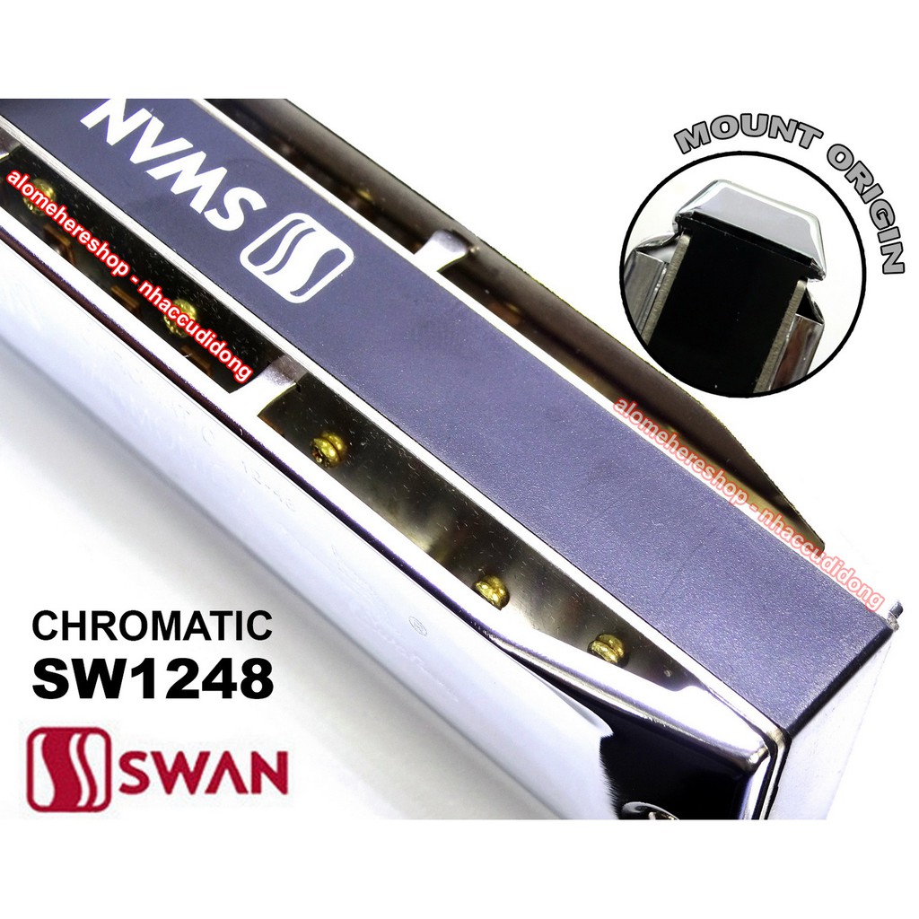 Kèn harmonica Chromatic Swan SW1248 Có Wind Saver Tiết Kiệm Hơi