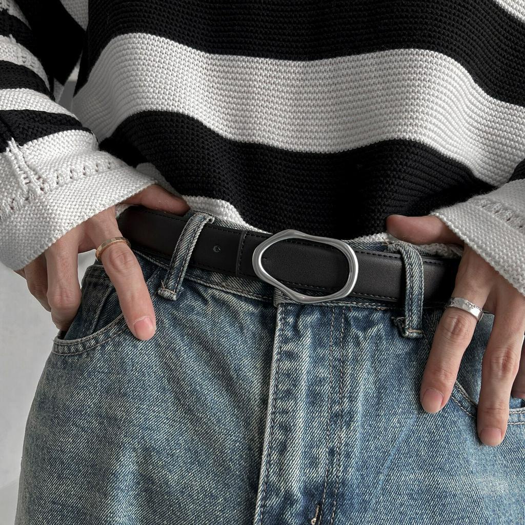 Thắt Lưng Thiết Kế Vòng Kim Loại Màu Bạc Thời Trang Cá Tính Cho Nam Và Nữ