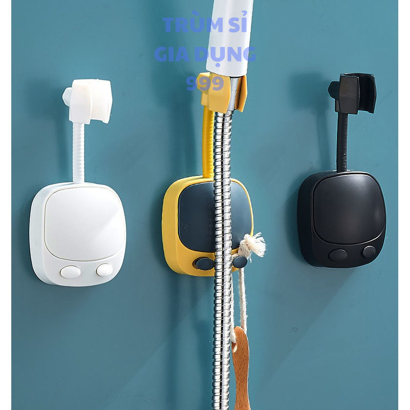giá đỡ đầu vòi sen bằng nhựa dẻo dán tường có 2 móc treo đồ