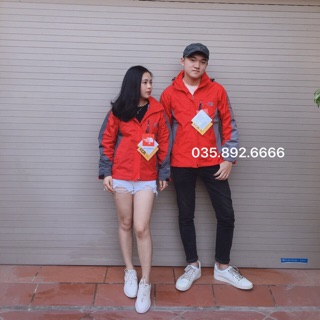 Áo gió VNXK North Face 2 Lớp - Đỏ cam