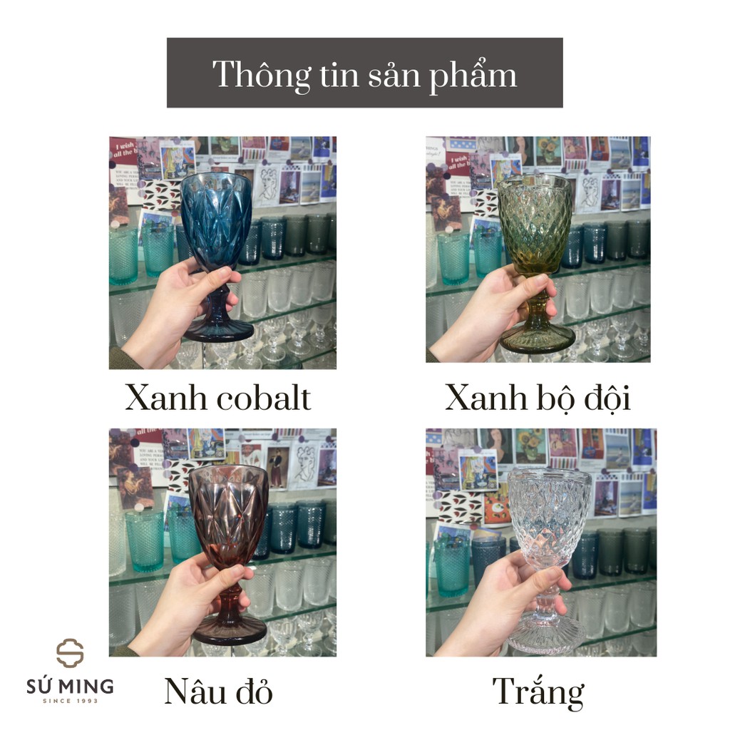 Ly Thuỷ Tinh, ChamPayne  phong cách RETRO, hoa văn đường nét tinh xảo, giao hàng an toàn.