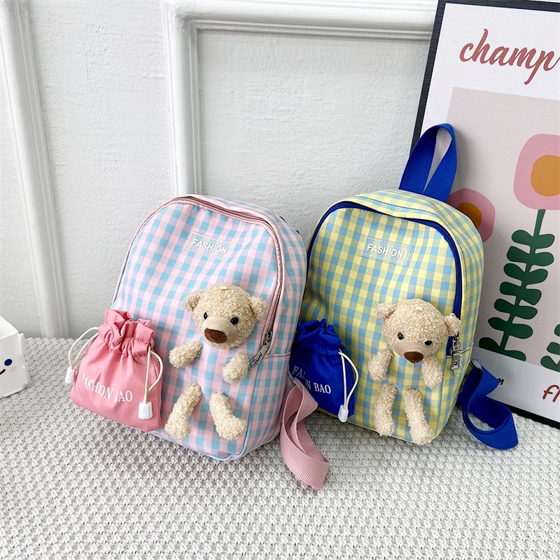 Ba Lô Đi Học Họa Tiết Ca Rô Dễ Thương Dành Cho Các Bé