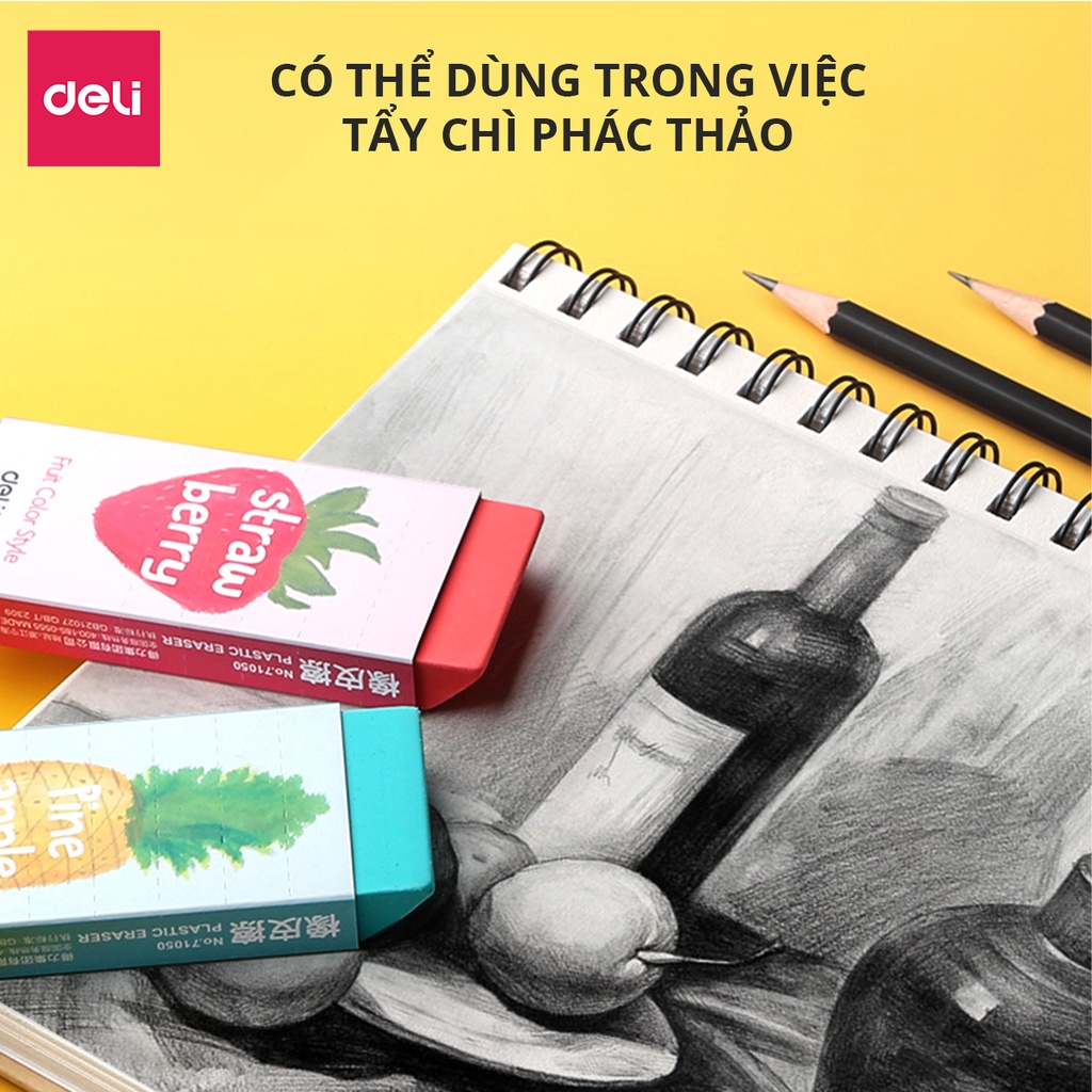 Gôm Tẩy Khổng Lồ Học Sinh Cute Cỡ Lớn Deli - Ít Vụn Tẩy Sạch Không Gãy Xóa Chì 2B Học Sinh Văn Phòng Gôm Tẩy Tiết Kiệm