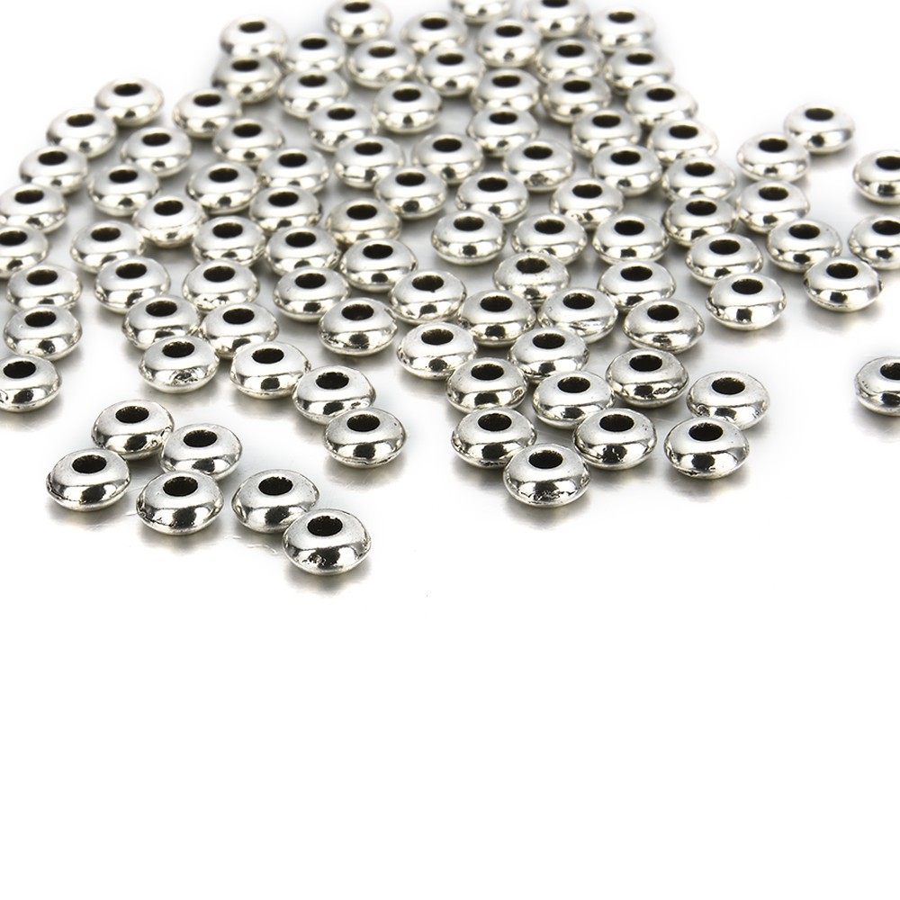 Cod Qipin Simple Useful Alloy Round Spacer Beads Set DIY Jewelry Making Accessories 100Pcs