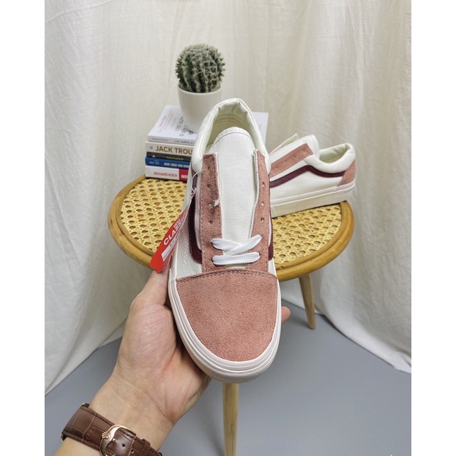 Giày ⚡Vans Old Skool Da Lộn Hồng⚡ R1:1[Full Box] - Sneaker Vans Vnxk