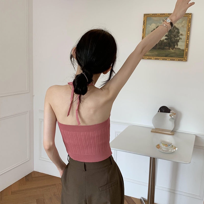 Áo dệt kim sát nách cổ chữ V màu sắc thời trang xuân hè cho nữ
