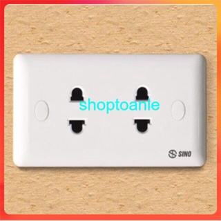 Combo 10 ổ cắm đôi sino S19, 10 cái 2 ổ 2 lỗ, 10 cái 2 ổ 1 lỗ