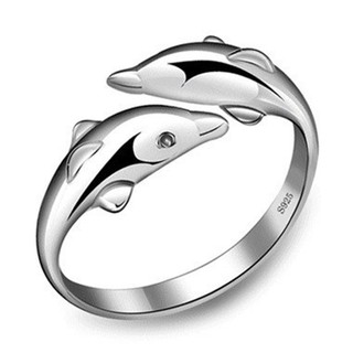 Nhẫn đính hôn bạc S925 hình cá heo