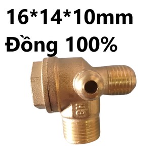 (Đồng 100%) Van 1 chiều máy nén khí / Van 1 chiều máy bơm hơi không dầu 550W, 600W, 750W kích thước 16X14X10mm