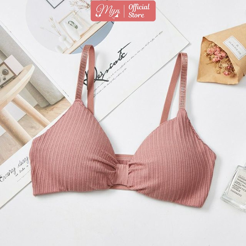 ÁO BRA COTTON NƠ B 308 ĐIỆU SANG CHẢNH ĐỆM DÀY KHÔNG GỌNG  MYN_UNDERWEAR