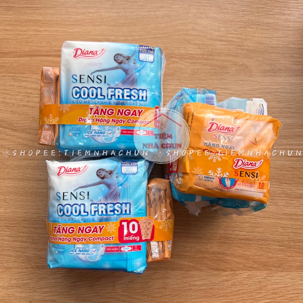 CHE TÊN -  Băng Vệ Sinh Diana Sensi Cool Fresh Siêu Mỏng Mát Lạnh Có Cánh - TIEMNHACHUN