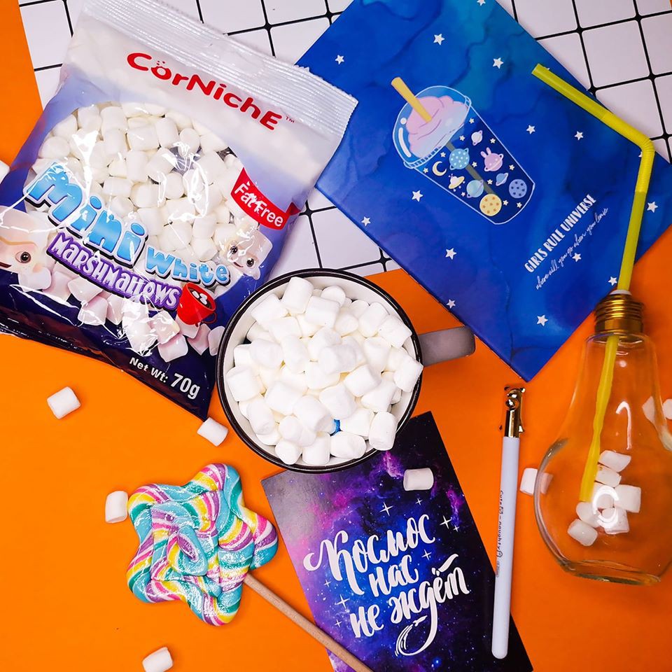 Kẹo Dẻo CorNichE Marshmallow Mini White trắng 70g - Kẹo Xốp
