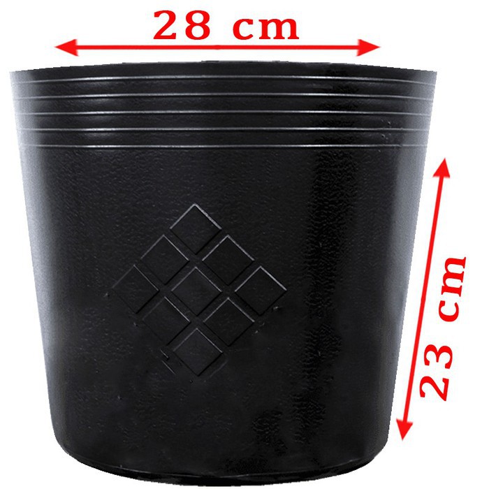 100 Chậu nhựa PE dẻo C11 miệng cao 28x23cm trồng cây bền từ 5 đến 10 năm-77106