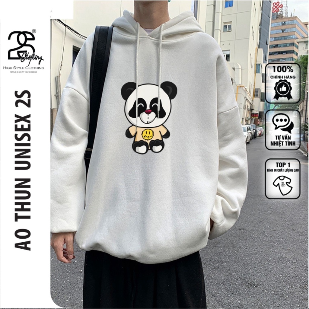 Hoodie Nỉ Bông Nam Nữ Form Rộng In Hình 2s Clothing, Áo Hoodie Nỉ Mũ Rộng In Hình Panda 2s Clothing TV5026