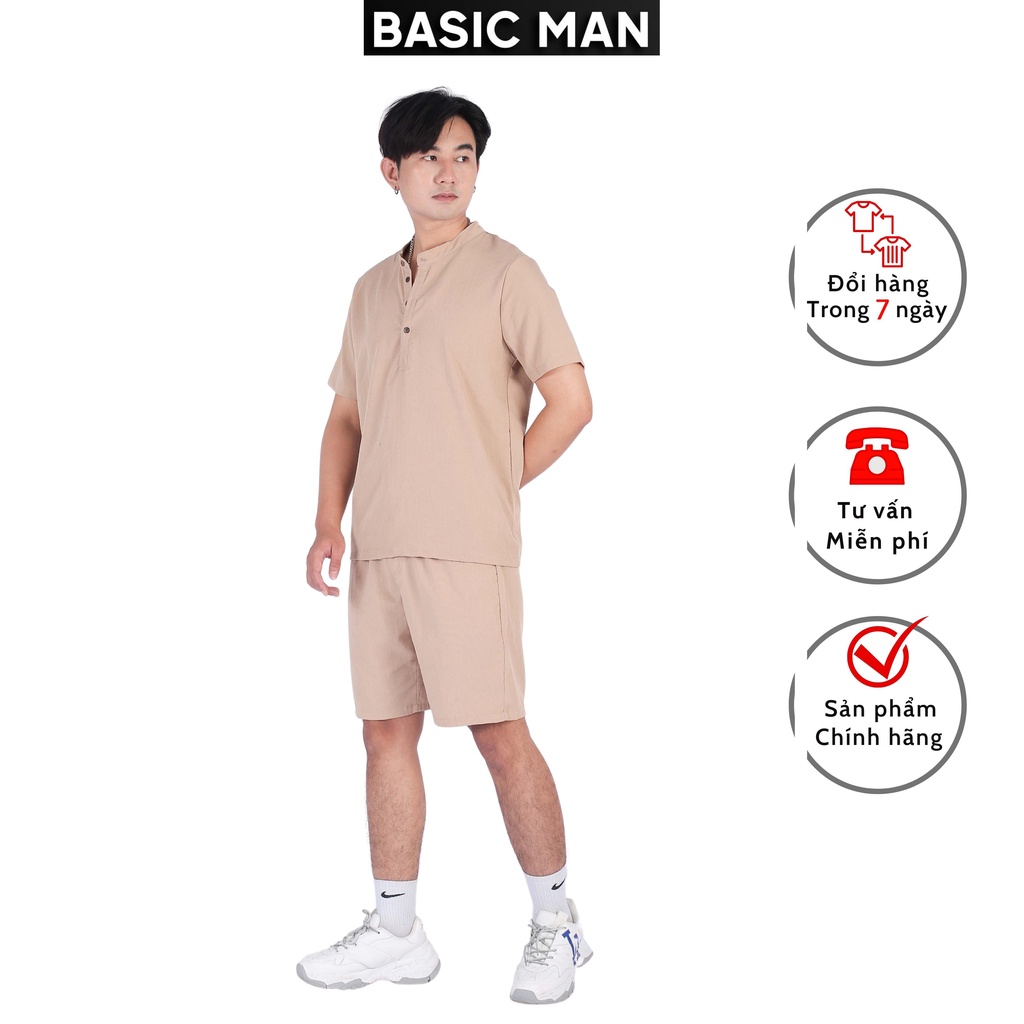 Bộ quần áo nam BM BASIC MAN best and premium vải đũi - BODUI 001