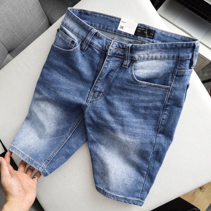 Quần short jean nam cao cấp chất bò co giãn vận động thoải mái