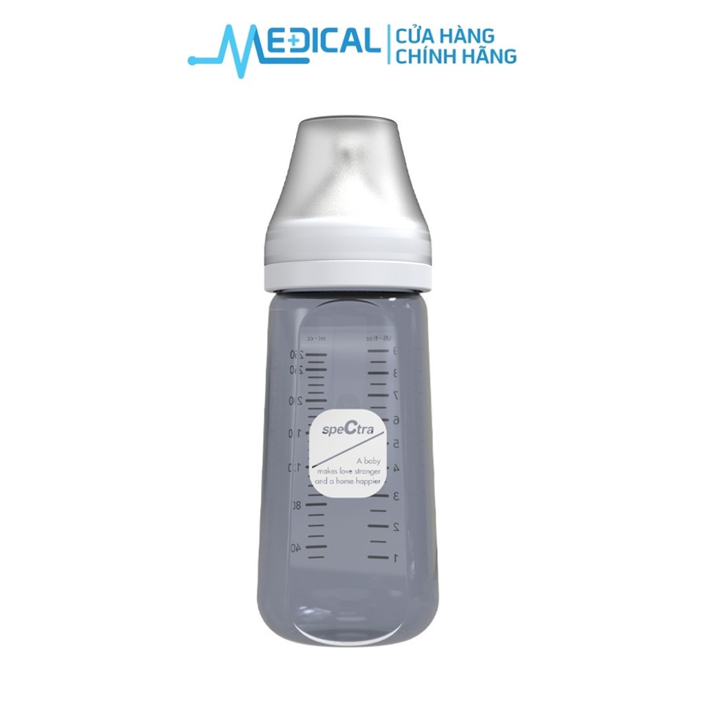 Bình sữa PPSU cổ rộng dùng cho máy hút sữa SPECTRA 260ml kèm núm ti size M/L/XL chính hãng - MEDICAL