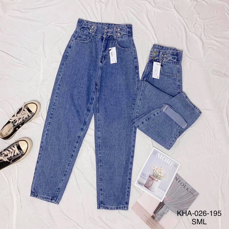 Quần Baggy Jean Nữ Hack Dáng KHA-026| Quần Jean Cạp Cao | Vải Jean Wash Xịn