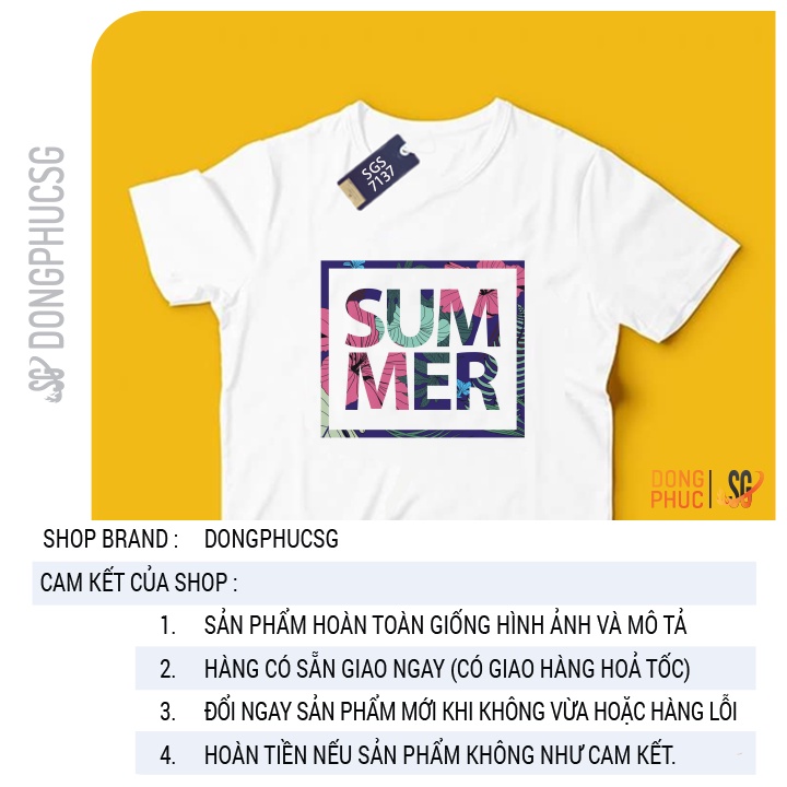 Áo thun hội nhóm unisex nam nữ gia đình SUMMER phông màu trắng thun cotton mềm mịn SGS7137 | SG