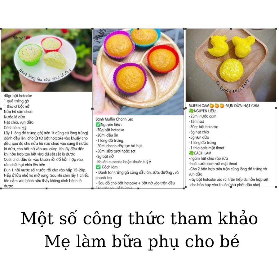 Các loại bột hữu cơ làm bánh cho bé ăn dặm: bột mì hữu cơ, gelatin hữu cơ, bột bắp hữu cơ...