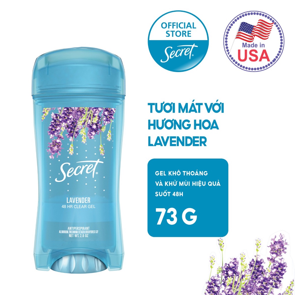 Lăn Khử Mùi Secret Dạng Gel Tươi Mát Hương Lavender Clear Gel ooh-la-la Lavender 73g