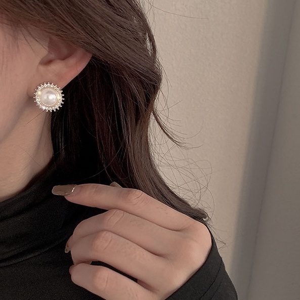 Khuyên tai đính hạt ngọc trai nhân tạo nhiều kiểu dáng tùy chọn phong cách Hàn Quốc retro thời trang