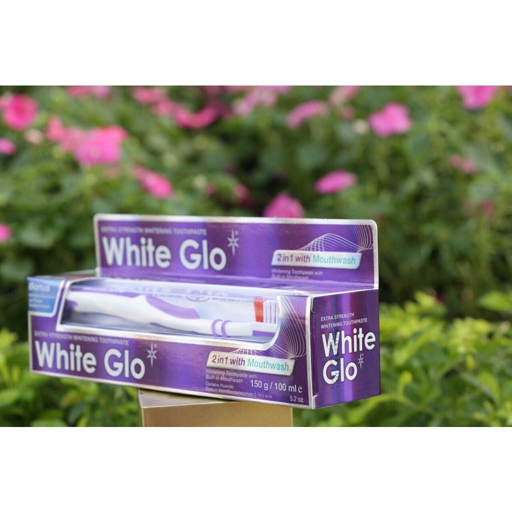 [Có Tem Nhãn] Kem Đánh Trắng Răng 2 in 1 White Glo 150g Chính Hãng