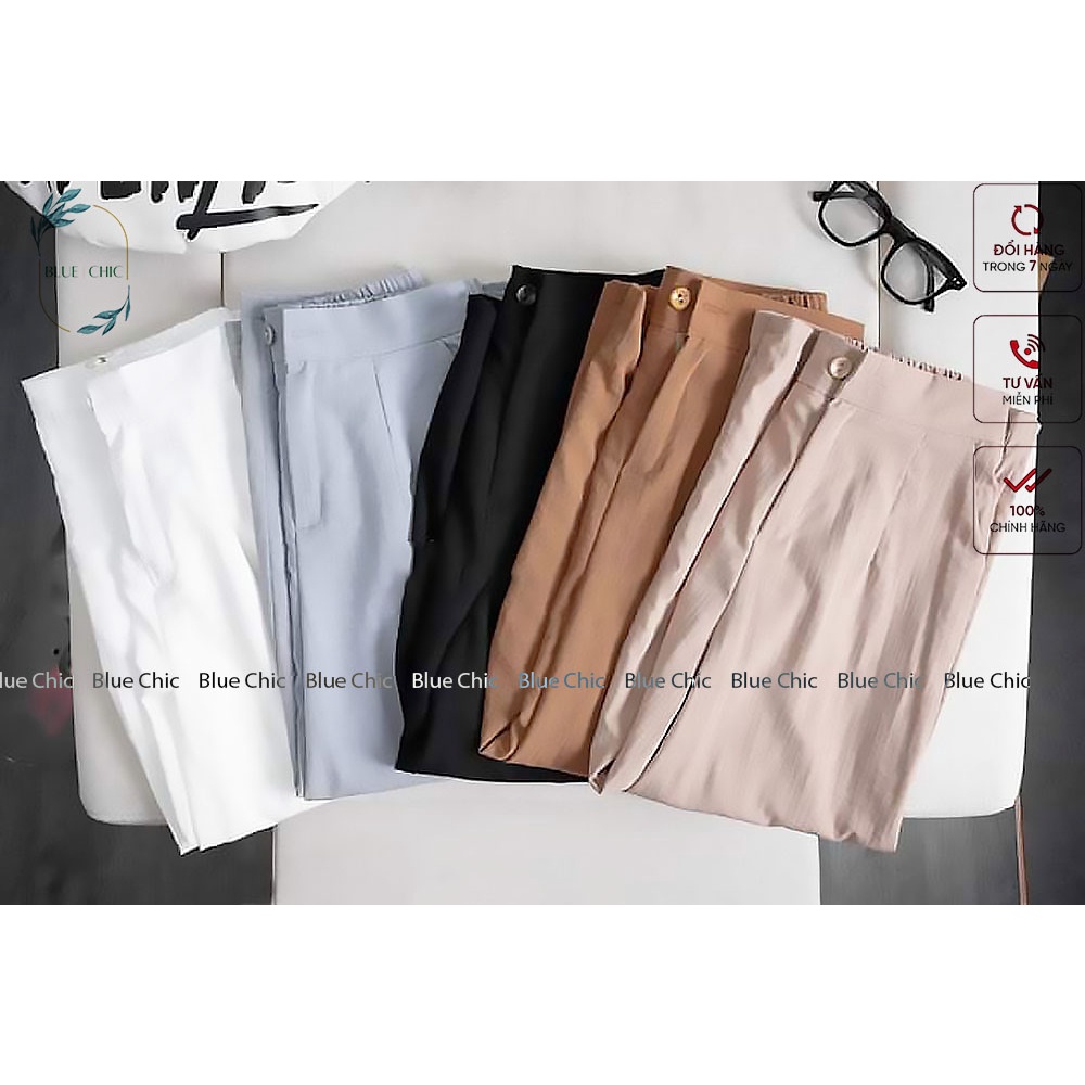 Quần baggy đũi nữ Blue Chic baggy vải đũi xước cao cấp cạp chun sau ngố lửng bigsize