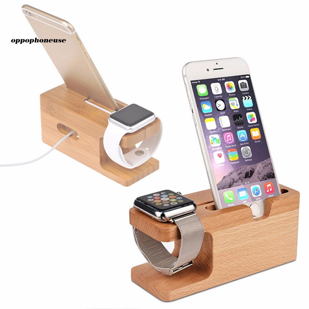 Đế Sạc Bằng Gỗ Tre Cho Iphone Apple Watch 38 / 42mm