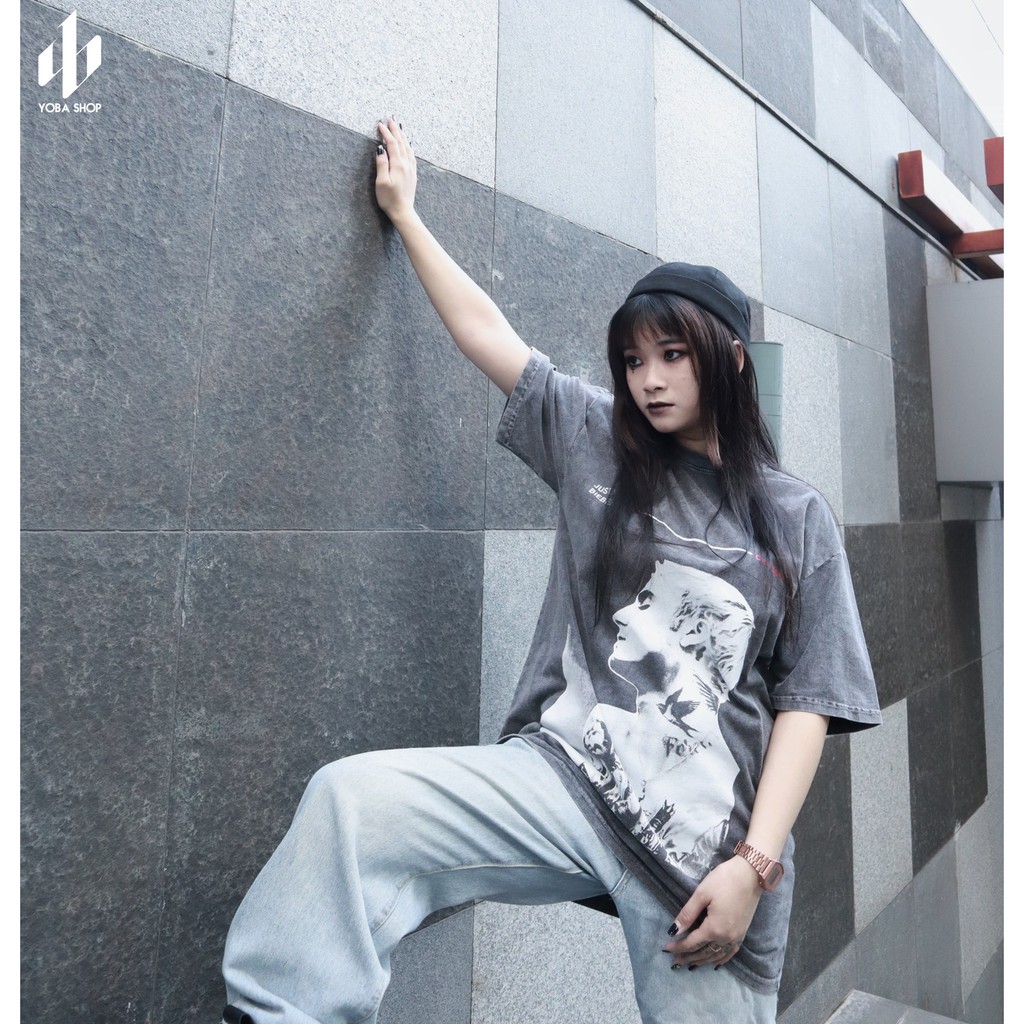 ÁO THUN TAY LỠ WASH XÁM IN HÌNH JB SIÊU ĐẸP (ảnh thật 100%) | BigBuy360 - bigbuy360.vn