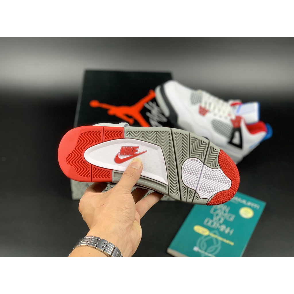 Giày thể thao nam nữ Jordan 4 xanh đỏ  - J50